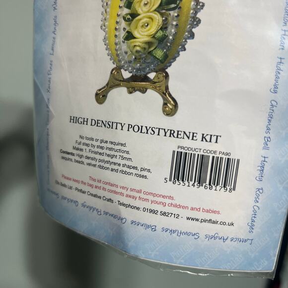 Ells Bells Pinfair UK  Lemon Sherbert Easter Egg Sequin Bead Ornament Kit PA90 - Picture 4 of 5